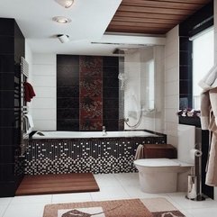 Best Inspirations : Brown Bath Decor Ideas With Ceramic Tile Decor Black White - Karbonix