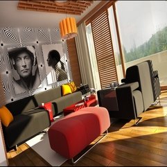 Busy Loud Colors Living Room In Modern Style - Karbonix