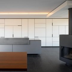 Cabinets Table Viewed From Dining Room White Kitchen - Karbonix