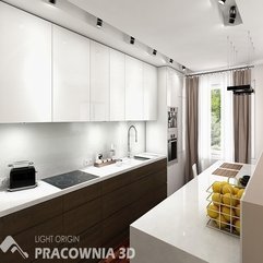 Catchy White And Brown Color Concept Kitchen For Apartment Design - Karbonix