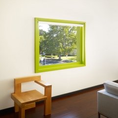 Chair Under Glazed Window With Green Frame White Wall Unique Wooden - Karbonix