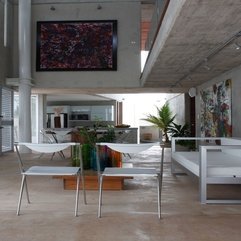 Chairs Living Room With Abstract Painting On Wall White Single - Karbonix
