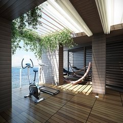 Chic Clean Wooden Floor Pattern Skylight Beach View Treadmills Running - Karbonix