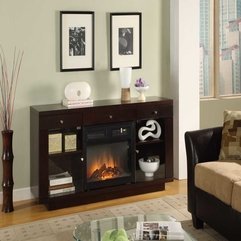 Chic Electric Fireplace On Multifunctional Wooden Table And Racks - Karbonix