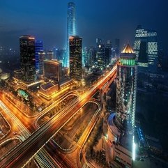 City Lights Architecture Beijing Bridge China City Colorful - Karbonix