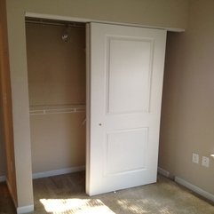 Closets Minimalist White Sliding Closet Door Cream Carpet - Karbonix