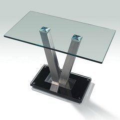 Coffee Glass Table With V Shaped Table Leg Rectangular Contemporary - Karbonix