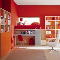 Color Scheme Children Study Room Designs Red Orange - Karbonix