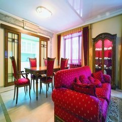 Colorful Brown White Pink Traditional Dining Room Design - Karbonix
