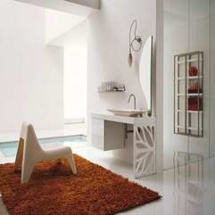 Cute Bathroom Design With Orange Rug Unique And - Karbonix