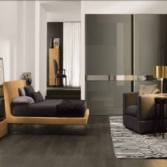 Deco Style Modern Bedroom With Grey Wardrobe Brown Furniture White Art - Karbonix