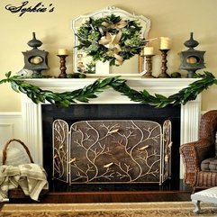 Decorating Ideas Chic Natural Fireplace Christmas Decoration In - Karbonix
