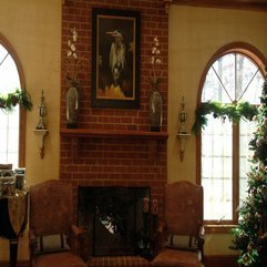 Best Inspirations : Decorations Awesome Brown Brick Wall Fireplace With Beautiful - Karbonix