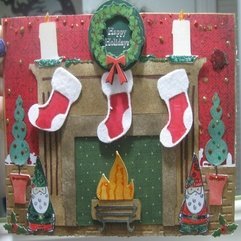 Decorations Charming Fireplace Christmas Card With Lovely Red - Karbonix