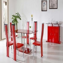 Delightful Red Chair Table And Buffet In White Dining Room Trend - Karbonix