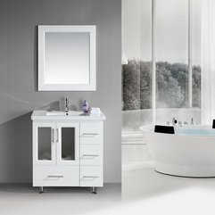 Design Element B30 DS W Stanton 30 White Sink Bathroom Vanity Set - Karbonix