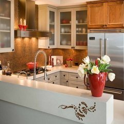 Design Photos With Red Vase Free Kitchen - Karbonix