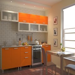 Design With Brick Expose Wall Orenge Kitchen - Karbonix