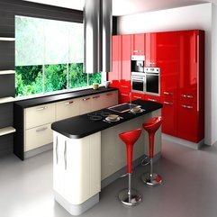 Design With Red Cabinet Modern Kitchen - Karbonix