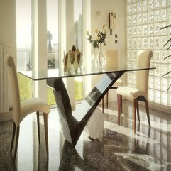 Best Inspirations : Dining Room Adorable Glass Dining Room Table With Check Shaped - Karbonix