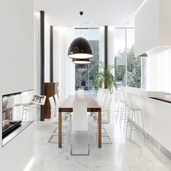 Dining Room Fascinating White Modern Kitchen And Dining Room With - Karbonix