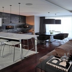 Dining Room White Kitchen Space Apartment Open Black - Karbonix