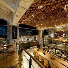 Dining Room With Natural Wooden In Starbucks Cafe Fascinating Design - Karbonix