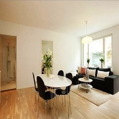 Dining Table Complemented With Minimalis Black Modern Chair White Rounded - Karbonix