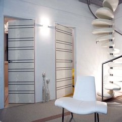 Elegant Round White Staircase With Unique White Chair Fantastic Idea - Karbonix