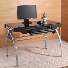 Elegant Small Computer Table For Office With Aluminum Curved Legs Novel And - Karbonix