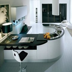 Extensive Kitchen With White Floor White Cabinet Artistic Table Lamp Look Fashionable - Karbonix