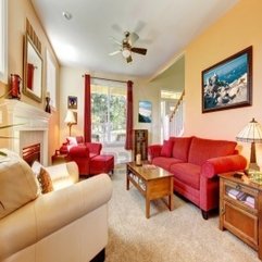 Best-inspirations : Fancy Sharp Peach And Red Living Room Design With Fireplace ~ Karbonix