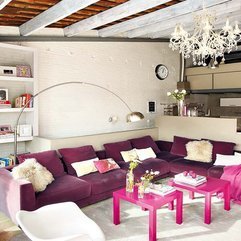 Fantastic Apartment Living Room Design With Violet And Pink - Karbonix