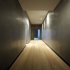 Finished Black Wall And Wooden Floor Hme Hallway - Karbonix
