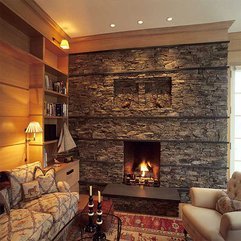 Fireplace For Contemporary Living Room Stacked Stone - Karbonix