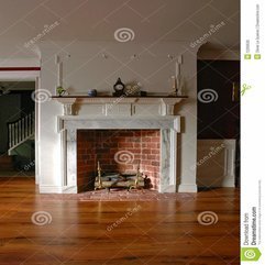 Fireplace In Antique Colonial Style Home Interior Stock Photo - Karbonix