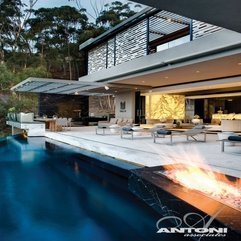 Fireplace Placed Infinity Pool Side Modern Open - Karbonix