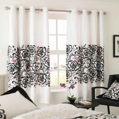 Floral Curtain Black White - Karbonix