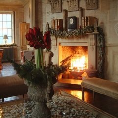 Free Download HD Wallpaper Gorgeous Red Flower And Fireplace New Year Home - Karbonix