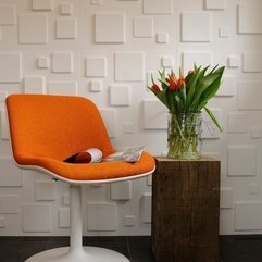 Furniture White Walls Design With A Pattern Orange Chair - Karbonix
