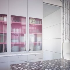 Glazed Pink Door For Glassware Storage White Shelf - Karbonix