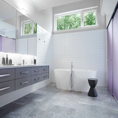 Gray Purple Accent White Bathroom - Karbonix