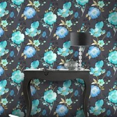 Gray Wallpaper Flowers Blue - Karbonix