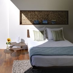 Best Inspirations : Grey Quilt Under Brown Tiles Blue Ornament White Bed - Karbonix