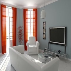Grey With Red Curtaliving Room Design Simple White - Karbonix