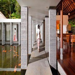 Best Inspirations : Hallway Beautified With Fish The Pond Stone Pillars - Karbonix