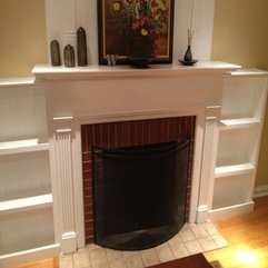 Home Design Glorious White Fireplace Mantel Combine Stacked Brick - Karbonix
