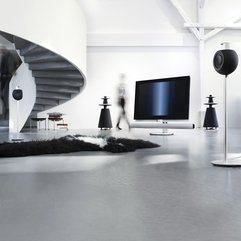 Best Inspirations : Home Entertainment Room With Standing Speakers Lcd Tv Modern White - Karbonix