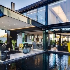 Home Inside Viewed From Swimming Pool Area In Modern Style - Karbonix