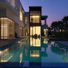 Best Inspirations : Home With Yellow Lighting Inside Viewed From Infinity Pool Two Levels - Karbonix